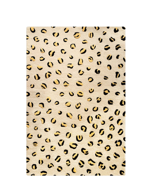 Rug LEOPARD Beige / Brown and Black Print 3.9 x 5.9ft