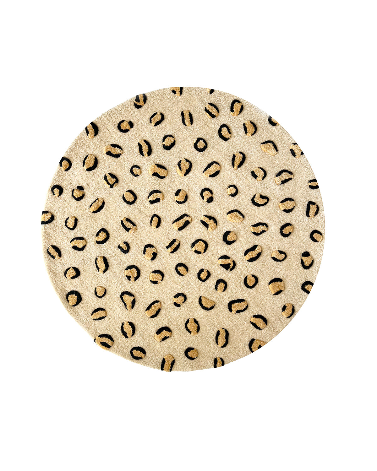 Rug LEOPARD Beige / Brown and Black Print Round Diam. 3.9ft