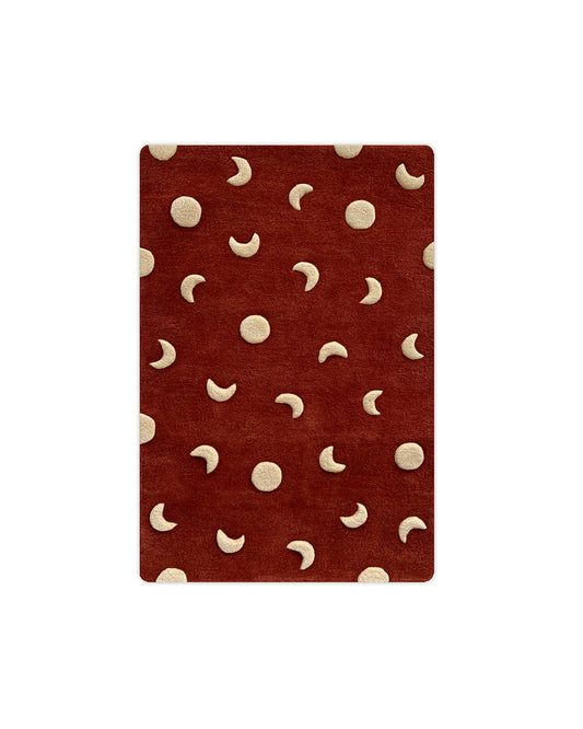 Rug MOONS Brick Red / Gold Print 2.6 x 3.9ft