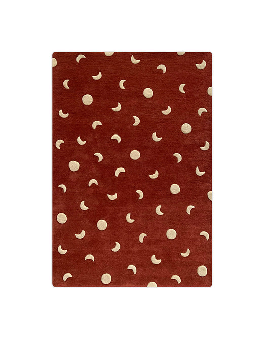 Rug MOONS Brick Red / Gold Print 3.9 x 5.9ft