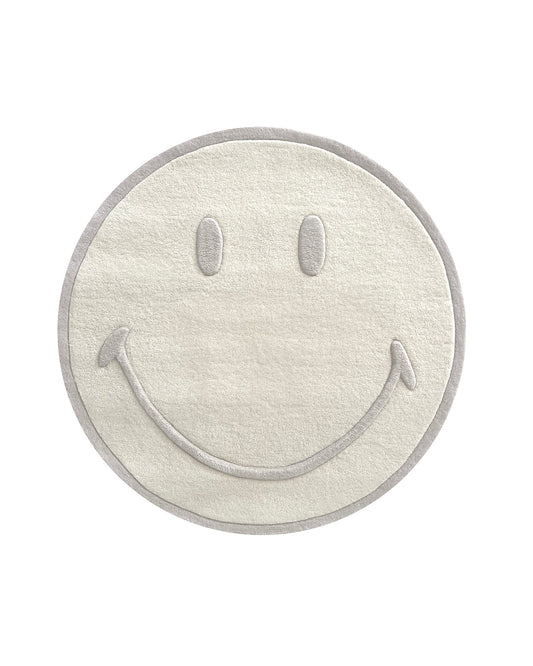 Rug SMILEY White Natural Round Diam. 3.2ft