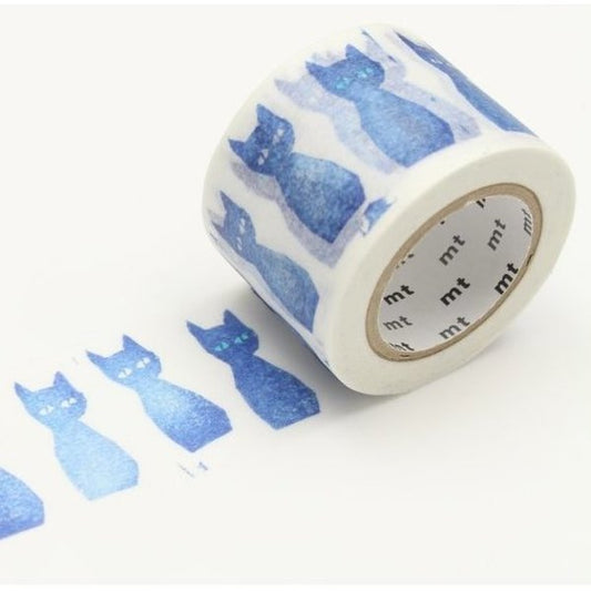 MT Masking Tape- 35mm Mina Perhonen kuro-neko blue cat