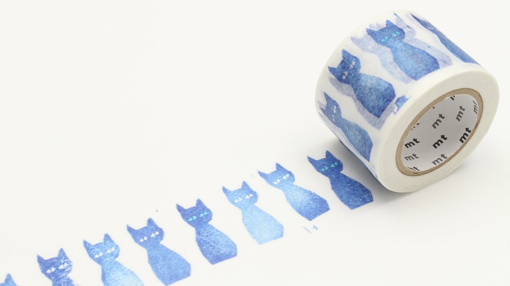 MT Masking Tape- 35mm Mina Perhonen kuro-neko blue cat