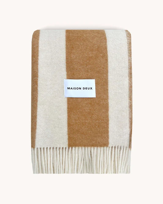 Blanket ROUGH STRIPE Terra Brown 4.25 x 6.5 ft by Maison Deux