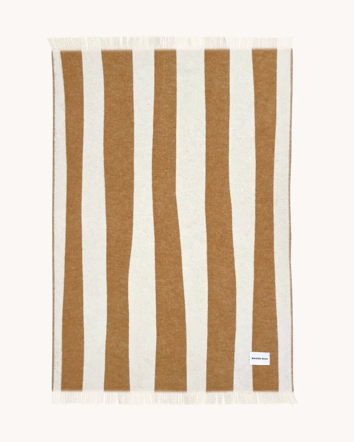 Blanket ROUGH STRIPE Terra Brown 4.25 x 6.5 ft by Maison Deux