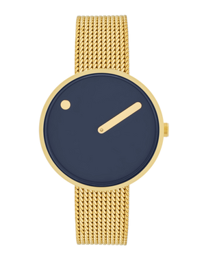 PICTO 34 mm / Midnight Blue dial / Matt gold mesh band