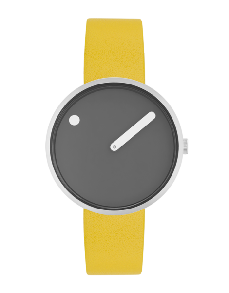 PICTO 34 mm / Thunder Grey dial / Canary Yellow leather strap