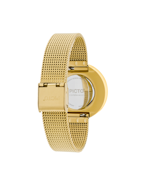 PICTO 34 mm / Black dial / Matt gold mesh band