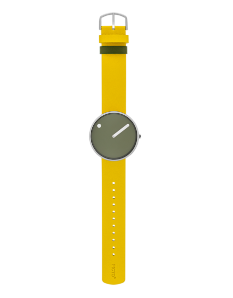PICTO 40 mm / Fresh Olive dial / Canary Yellow leather strap