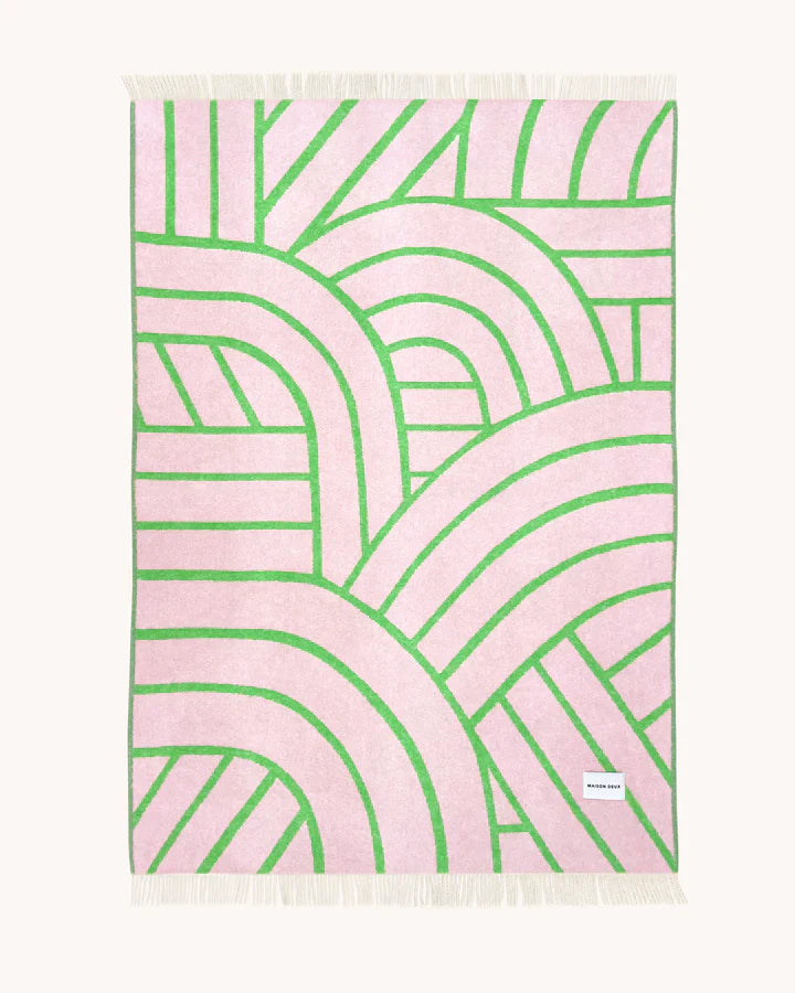 Blanket LINES Pink / Apple 4.25 x 6.5 ft by Maison Deux