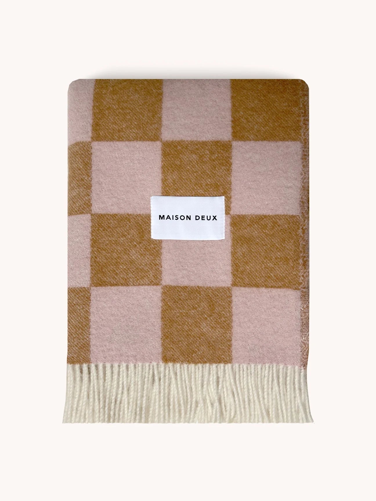 Blanket CHECKERBOARD Terra Brown / Pink 4.25 x 6.5 ft by Maison Deux