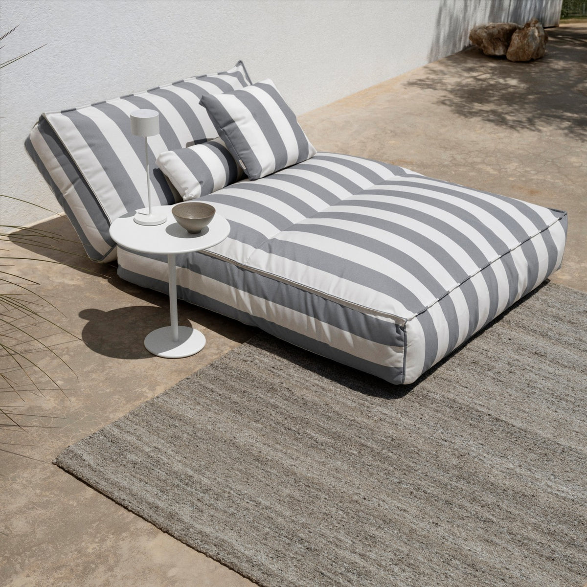 STAY Cabana Stripe Low-Profile Outdoor Patio Convertible Daybed Lounger - Luxury Pool Furniture - Water and UV Resistant by Blomus
