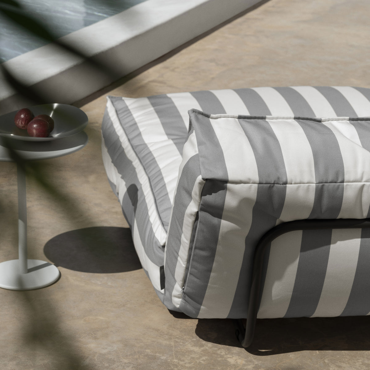 STAY Cabana Stripe Low-Profile Outdoor Patio Convertible Daybed Lounger - Luxury Pool Furniture - Water and UV Resistant by Blomus