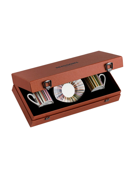 Missoni Home Coffee Cup & Saucer STRIPES Set of 2 in Luxury Box Jenkins 156 diam. 2.3", H 2.5", Cap. 4 oz, Saucer diam. 4.75"