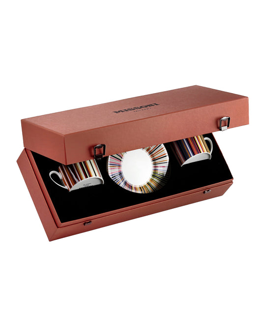 Missoni Home Tea Cup & Saucer STRIPES (Set of 2) in Luxury Box Jenkins 156 diam. 3.3", H 2.3", cap. 7.5 oz, Saucer diam. 6"