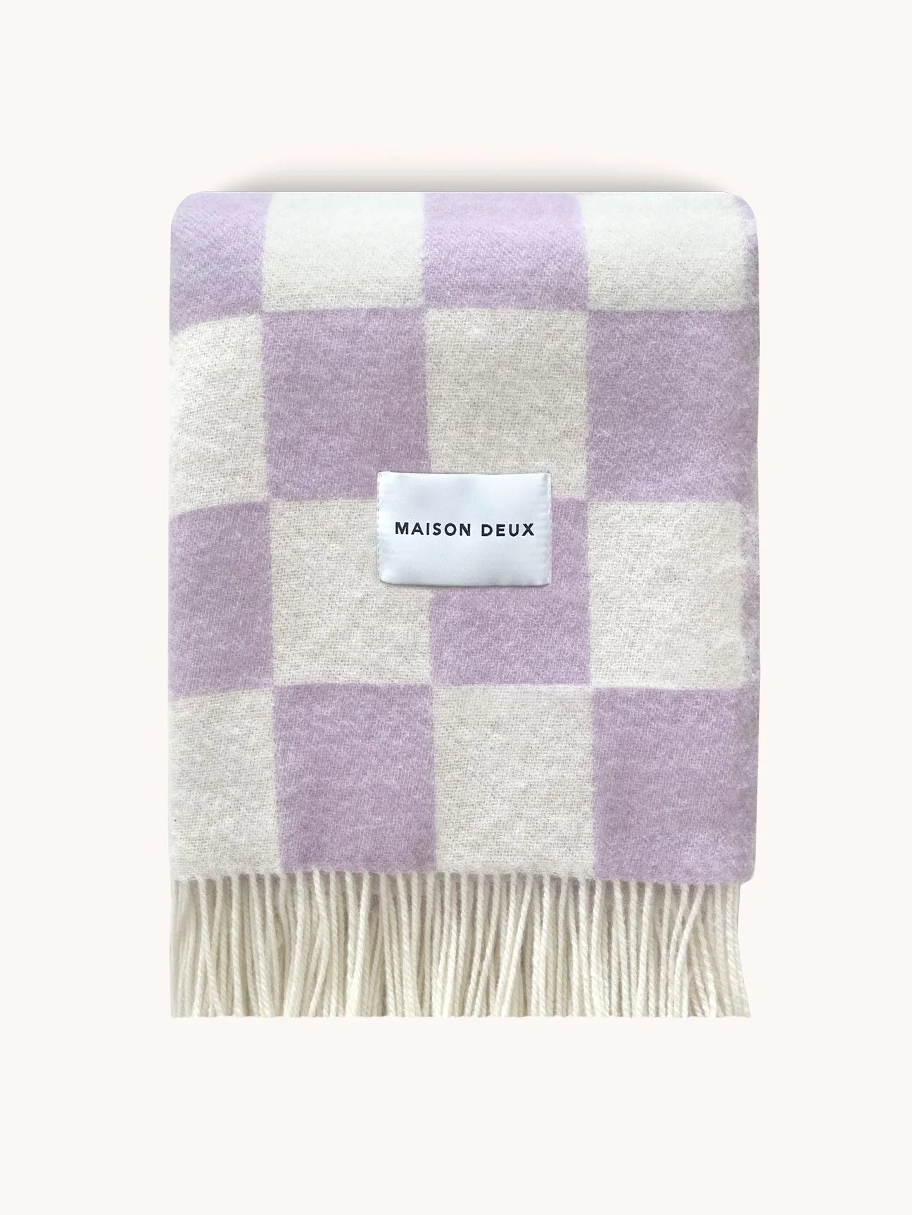 Blanket CHECKERBOARD Lilac / White 4.25 x 6.5 ft by Maison Deux