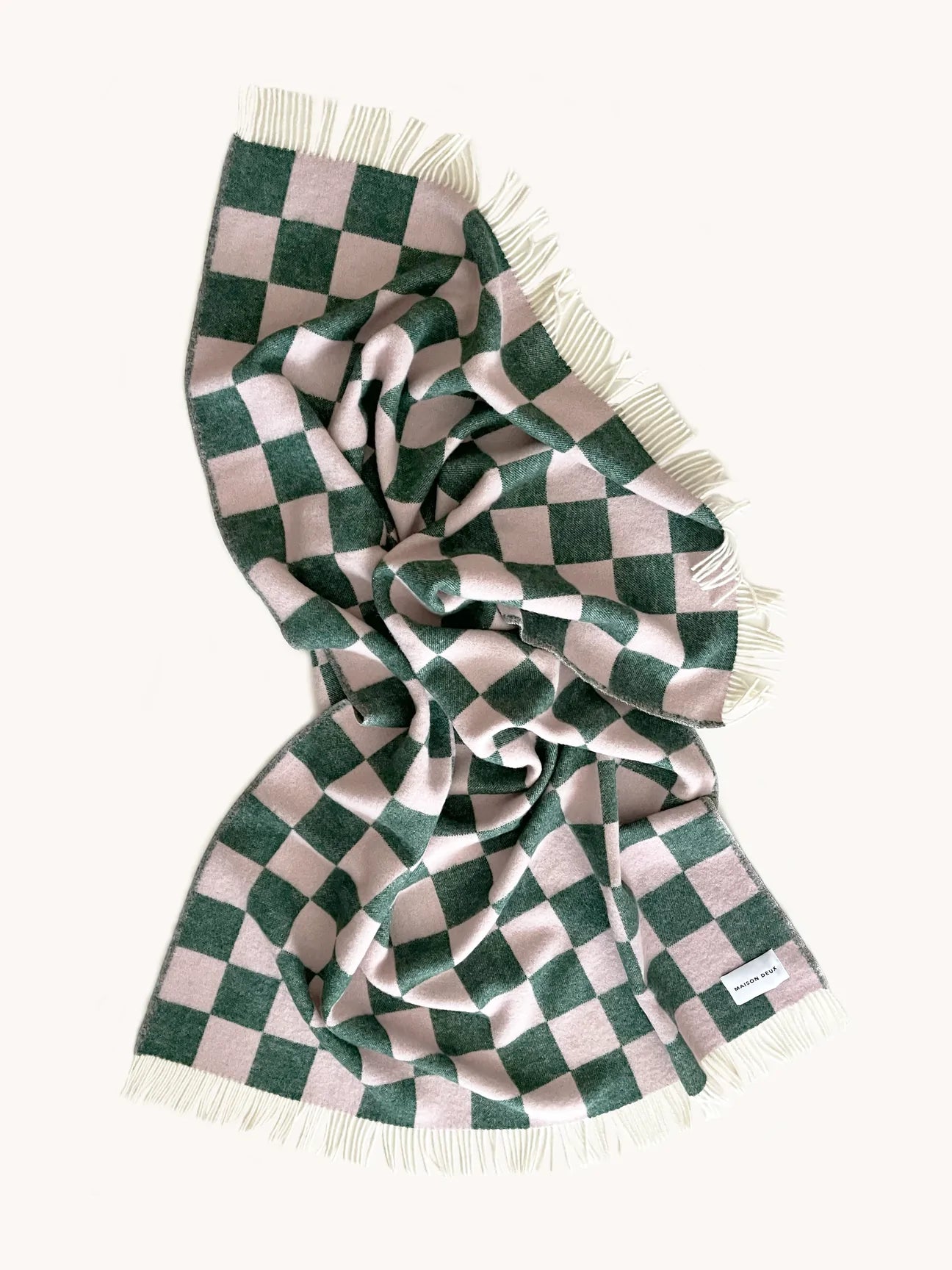 Blanket CHECKERBOARD Green / Pink 4.25 x 6.5 ft by Maison Deux