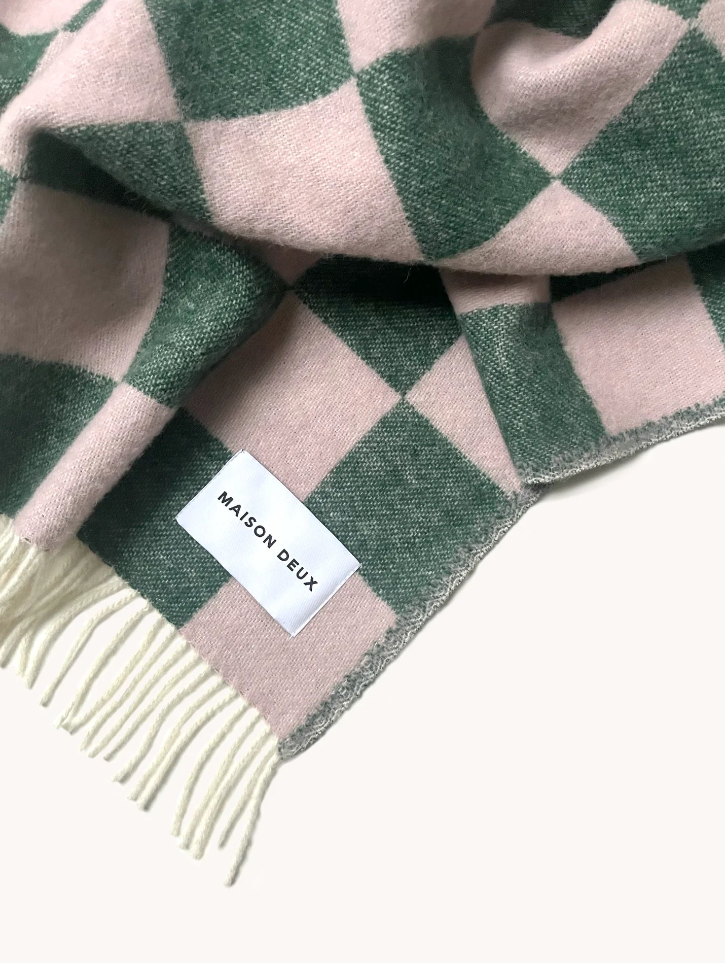 Blanket CHECKERBOARD Green / Pink 4.25 x 6.5 ft by Maison Deux