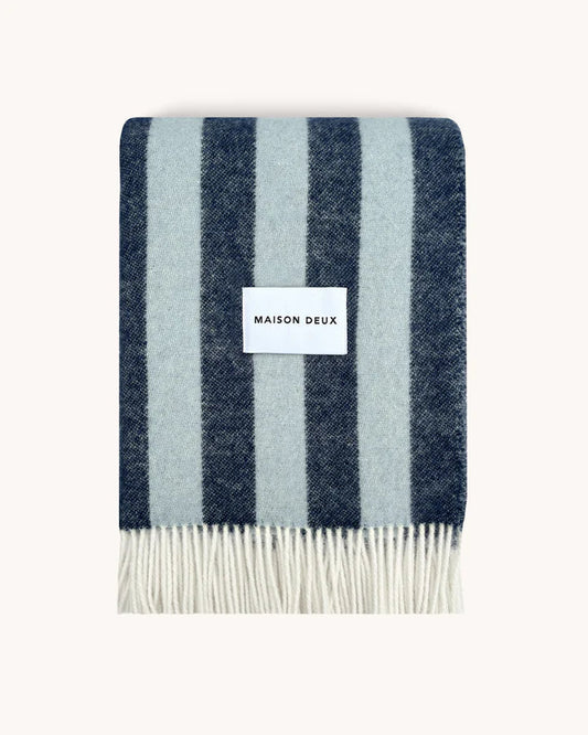 Blanket CANDY WRAP Navy / Ice Blue 4.25 x 6.5 ft by Maison Deux