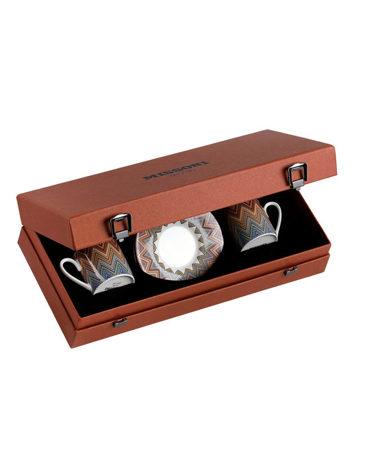 Missoni Home Coffee Cup & Saucer ZIG ZAG Set of 2 in Luxury Box Jarris 156 diam. 2.3", H 2.5", Cap. 4 oz, Saucer diam. 4.75"