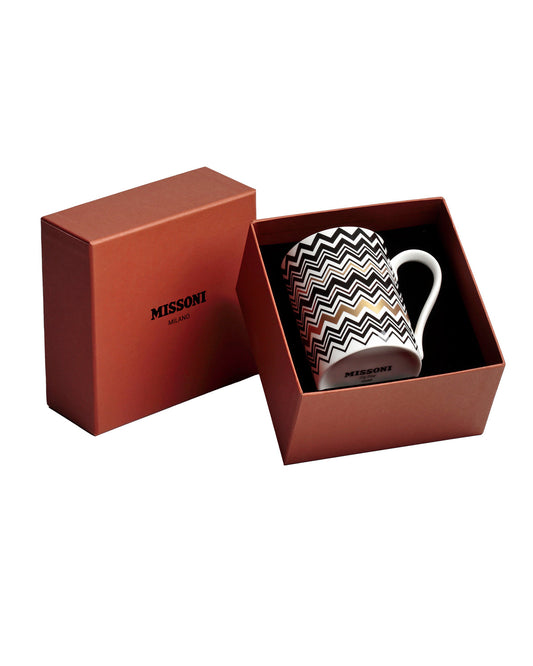 Missoni Home Mug Cup ZIG ZAG in Luxury Box Gold diam. 3", H 3.9", cap. 12.5 oz