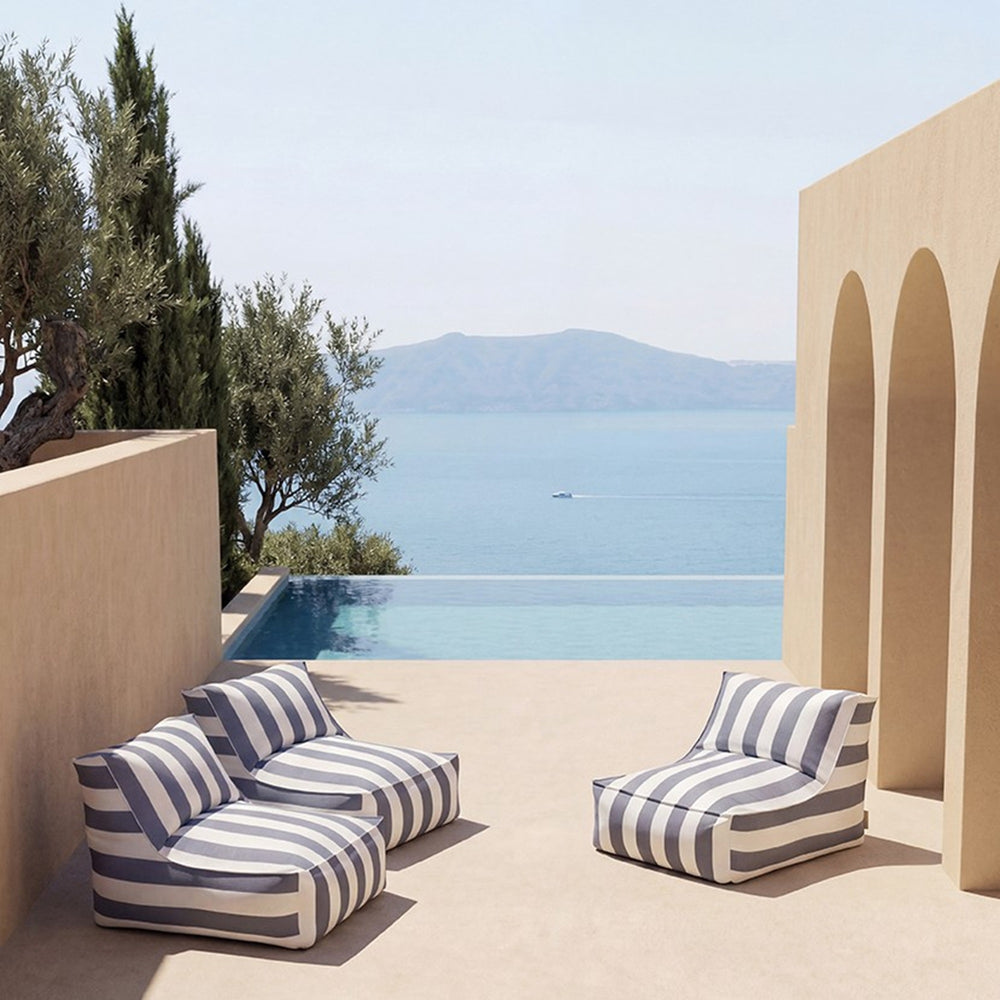 STAY Cabana Stripe Low-Profile Outdoor Patio Lounge Chair - Luxury Pool Furniture - Water and UV Resistant by Blomus