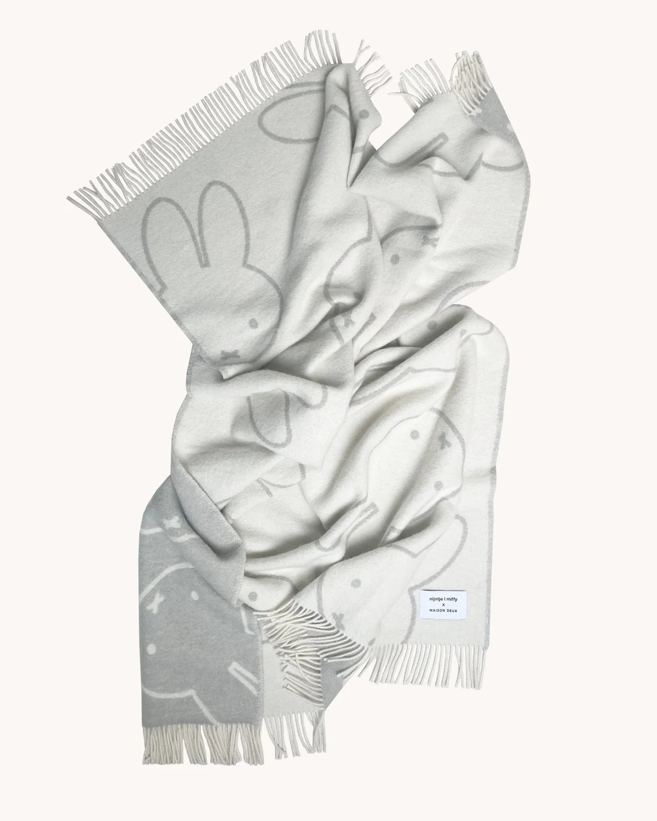 Blanket MIFFY Cloud White / Grey Print 4.25 x 6.5 ft by Maison Deux x Miffy