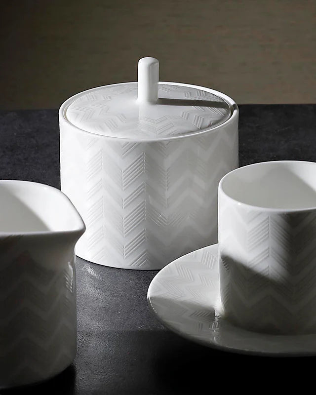 Sugar Pot ZIG ZAG White diam. 3.3", H 3.5" by Missoni Home