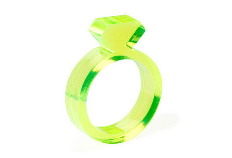 Diamond Acrylic Ring - Flourescent Yellow 1/4" design by AMT