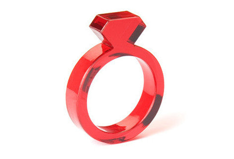 Diamond Acrylic Ring - Ruby Red 1/4" design by AMT