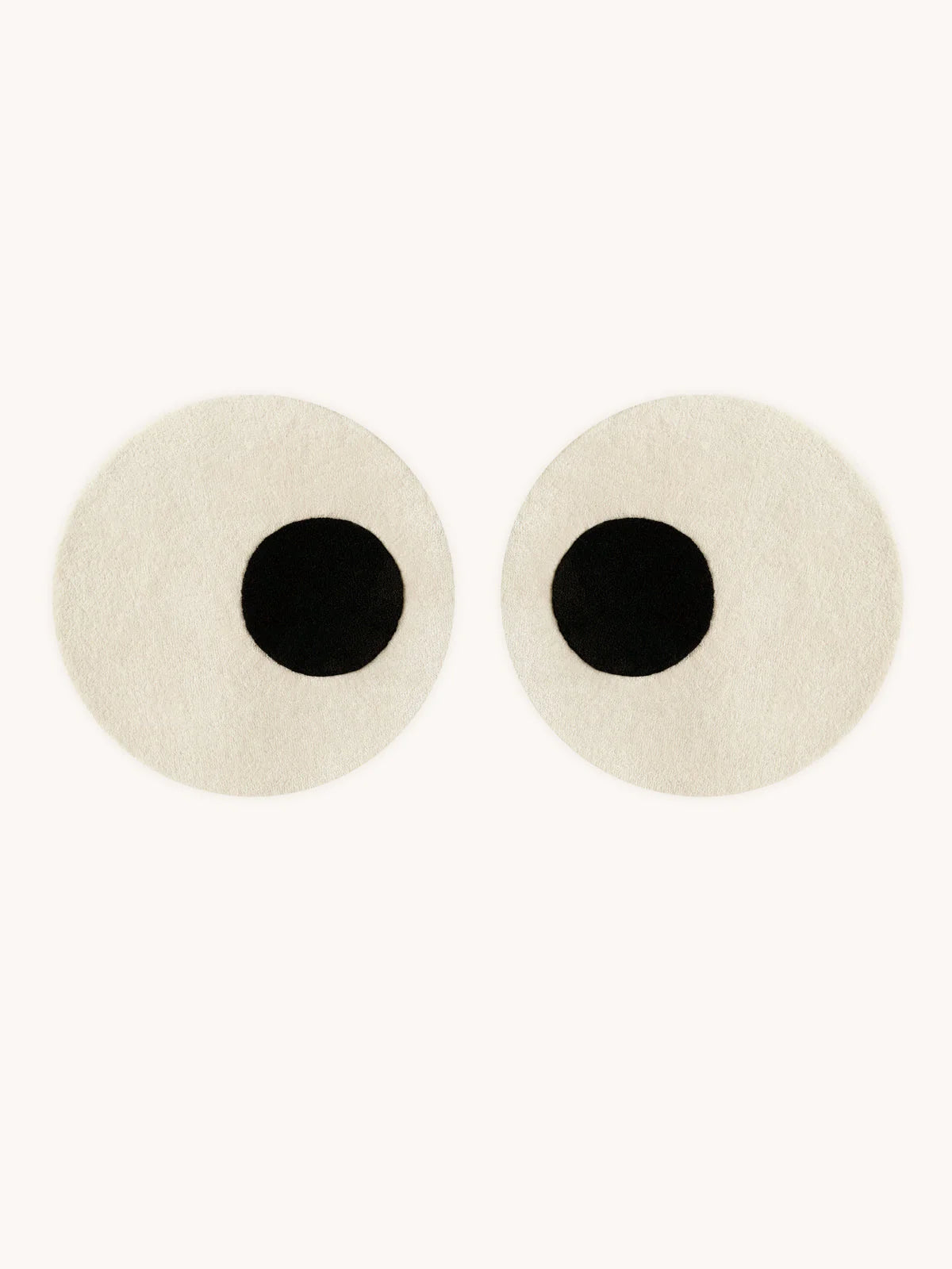 Rug EYES PAIR White / Black Print Round Diam. 2.3 ft by Maison Deux