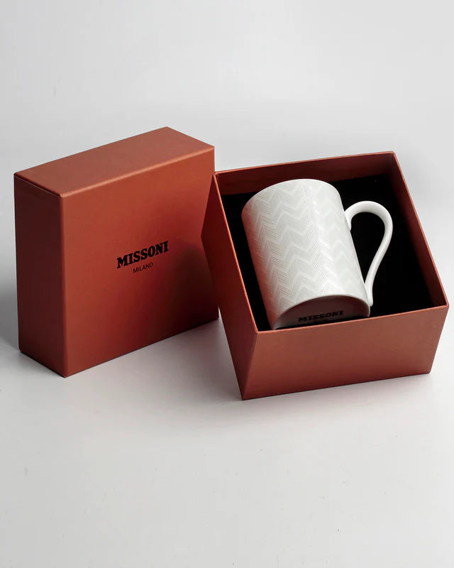 Mug Cup ZIG ZAG in Luxury Box White diam. 2.5", H 3.3", cap. 12.5 oz by Missoni Home