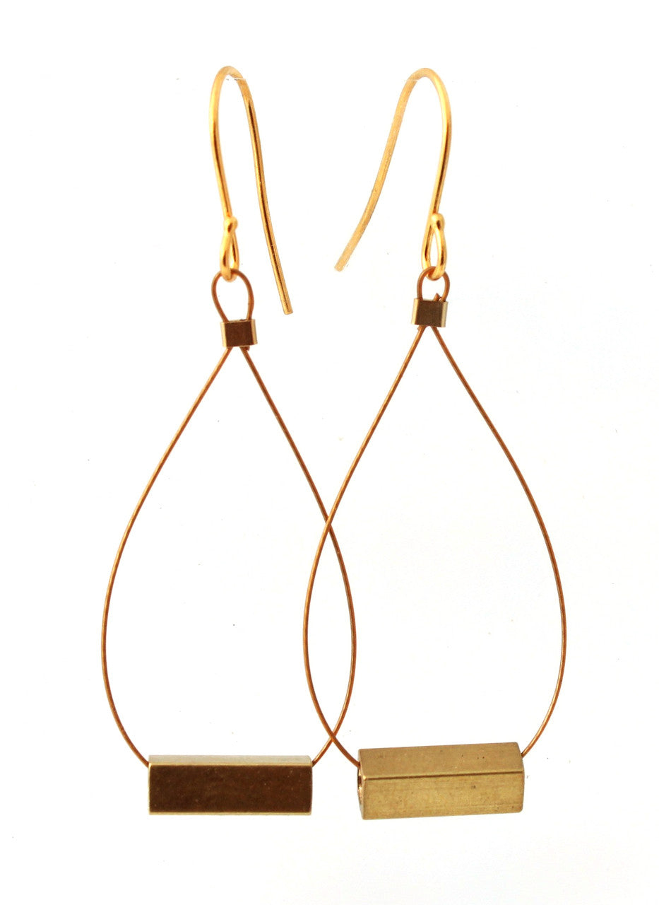 BRASS SQUARE TUBE EARRINGS