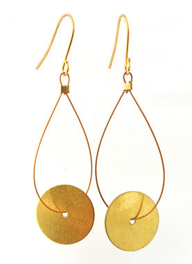 BRASS ROUND DISK EARRINGS