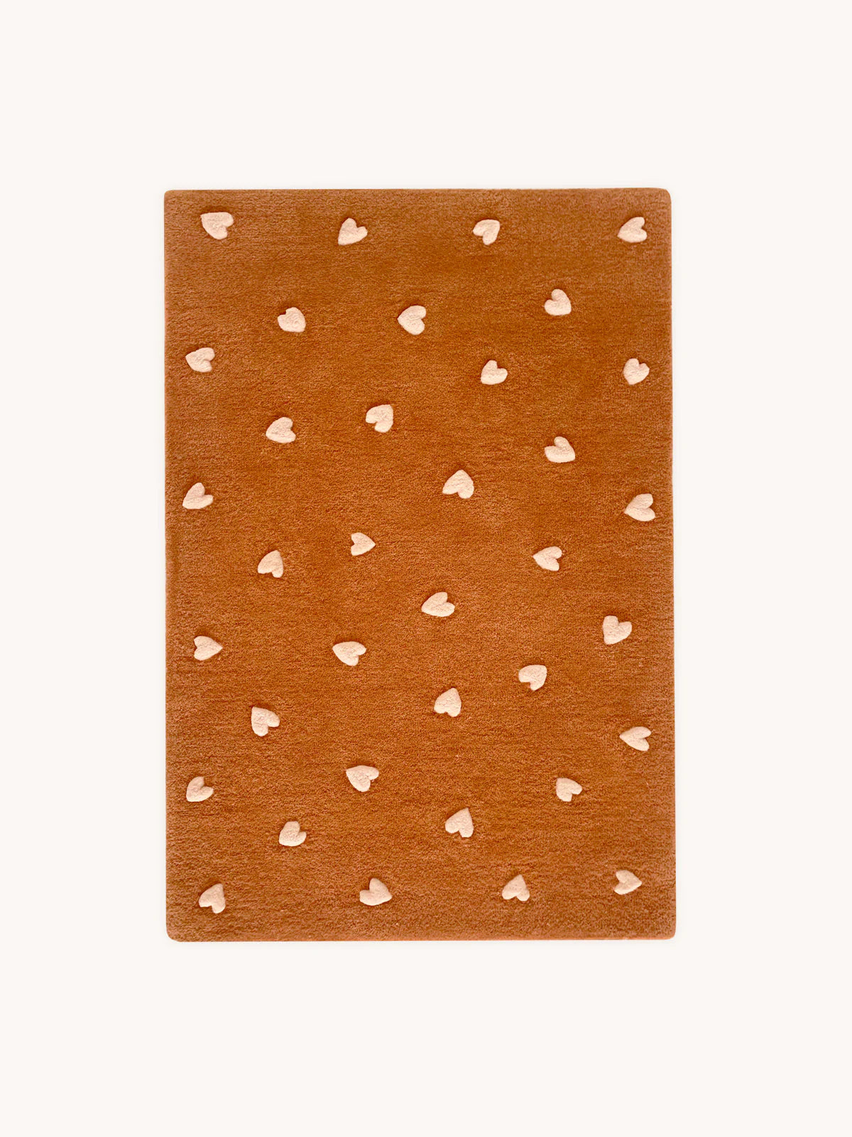 Rug HEARTS Brown / Pink Print 2.6 x 3.9 ft by Maison Deux