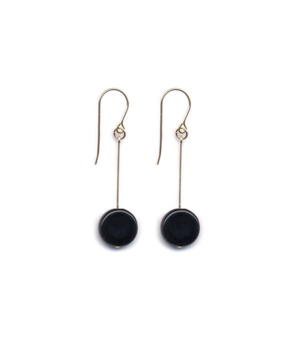 E1122 Black Circle Drop Earrings