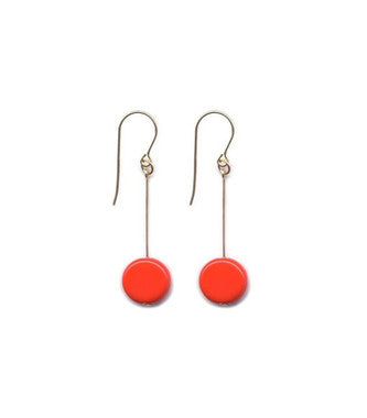 E1123 Red Circle Drop Earrings