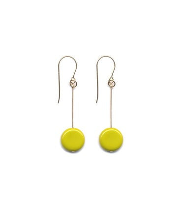 E1126 Lime Circle Drop Earrings