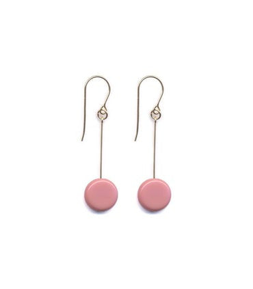 E1302 Pink Circle Drop Earrings