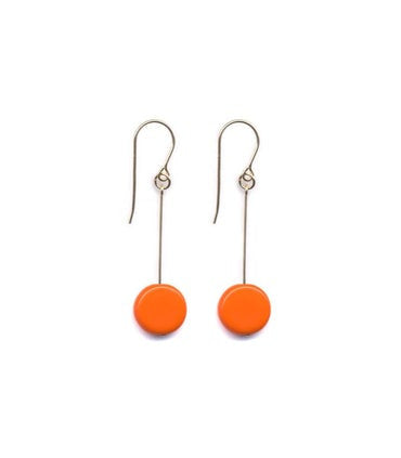 E1304 Orange Circle Drop Earrings