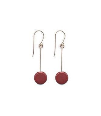 E1670 Burgundy Circle Drop Earrings