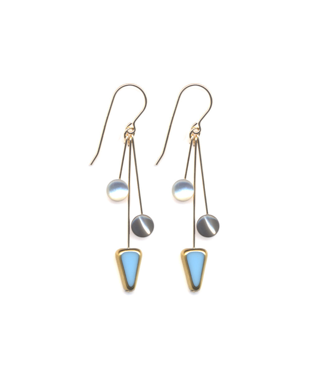 E1722 Blue Arrow Cluster with Mother of Pearl Earrings
