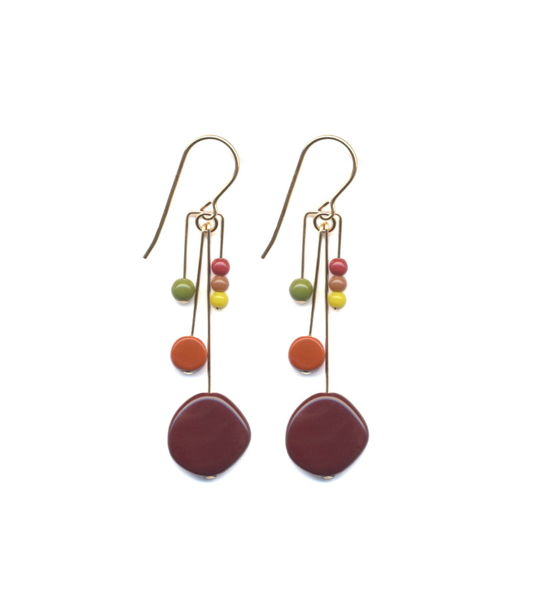 E1749 Burgundy Cluster Earrings