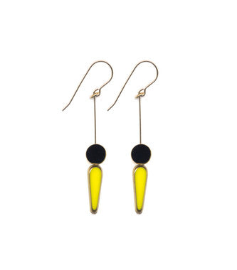 E1753 Yellow Arrow with Black Earrings