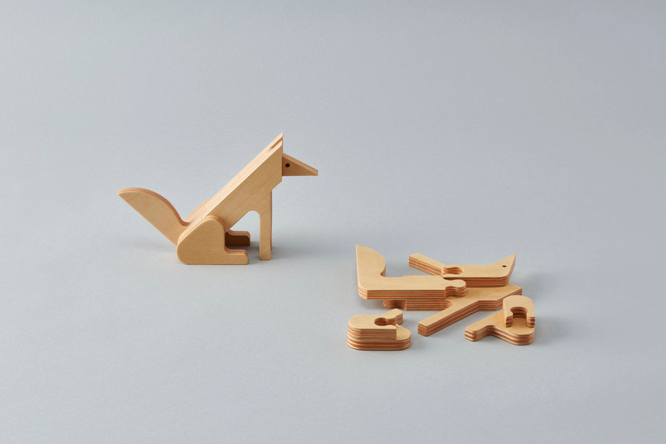 Kitakitsune-Ezo Red Fox (Orange) Puzzle by Plywood Laboratory
