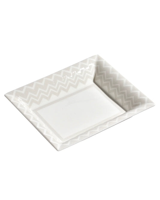 Tray ZIG ZAG Rectangular Large in Luxury Box White 8.5" x 6.75" by Missoni Home