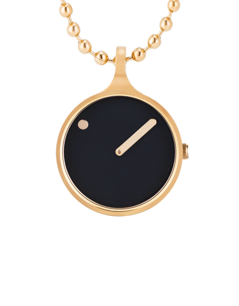PICTO 30 mm / Black dial / Rose gold necklace