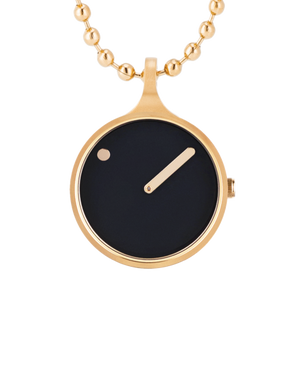 PICTO 30 mm / Black dial / Rose gold necklace