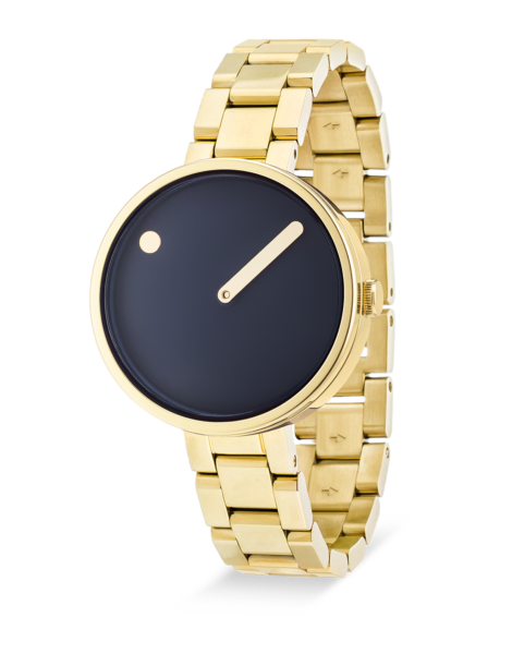 PICTO 30 mm / Midnight Blue dial / Polished Gold Steel bracelet
