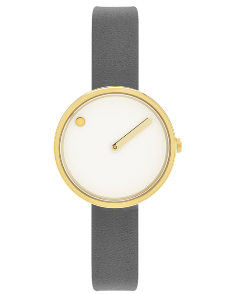 PICTO 30 mm / White dial / Thunder Grey leather strap